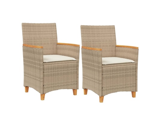 VIDAXL - Chaises de jardin coussins lot de 2 beige résine tressée boi...