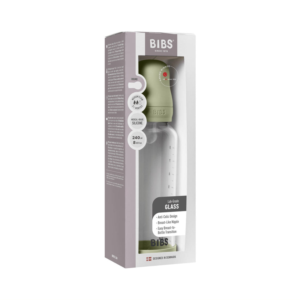 Køb Bibs Sage Glass Baby Flaske Round Silicone Medium Flow