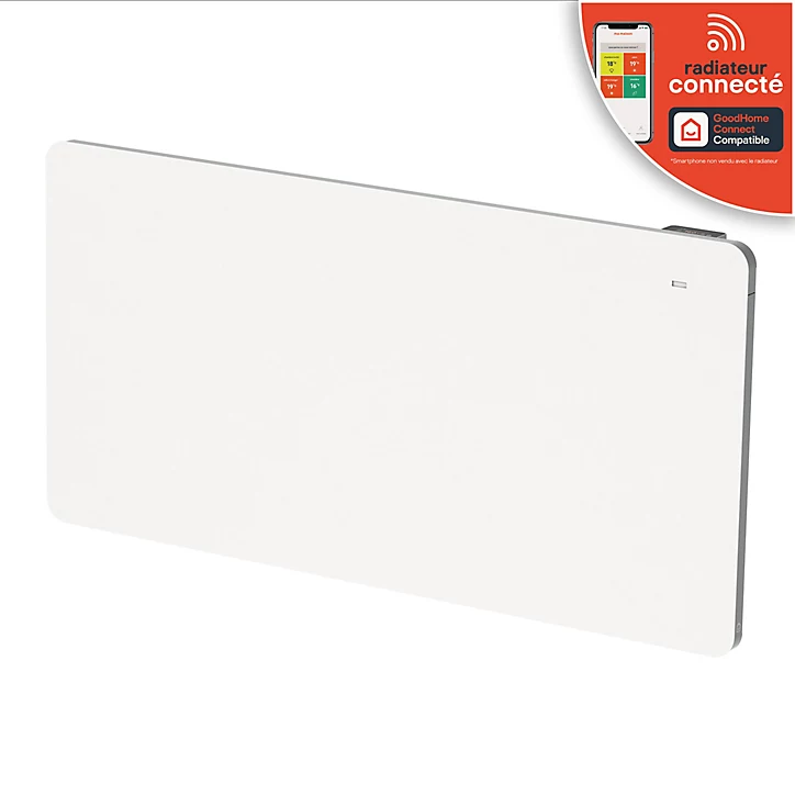 Radiateur connecté électrique double cœur de chauffe GoodHome Sondrio blanc 2000W horizontal
