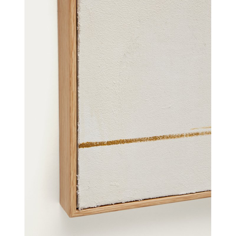 Tableau abstrait Salin avec rayure verticale en lin beige 80 x 100 cm