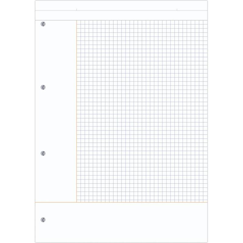 Bloc de cours CORNELL encollé grand côté A4 200 pages perforées 4 trous Cornell petits carreaux - Prune