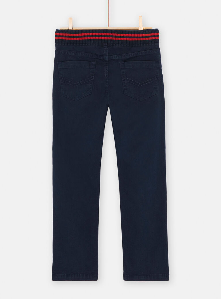 Pantalon bleu nuit à taille élastiquée garçon