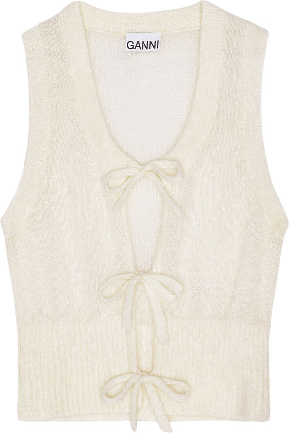 Ganni Light Mohair Tie String Vest Egret