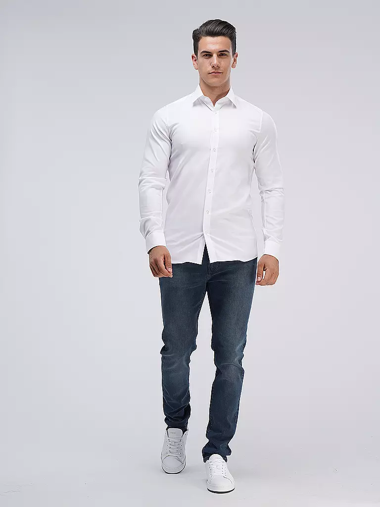 OLYMP LEVEL FIVE Hemd Body Fit Extralange Ärmel weiss