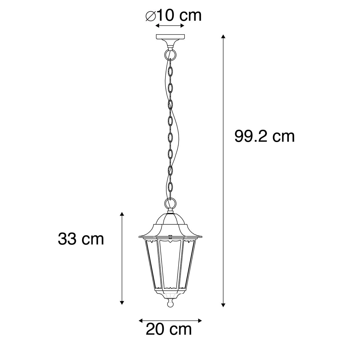 Klassieke buitenhanglamp, zwart, IP44 - Havana