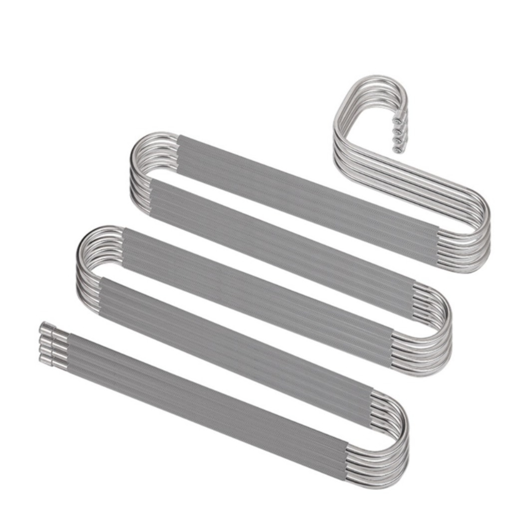 (4er Set) Metall Hosenbügel Multifunktionale Kleiderbügel Rutschfeste Universal Bügel S-Form - Grau