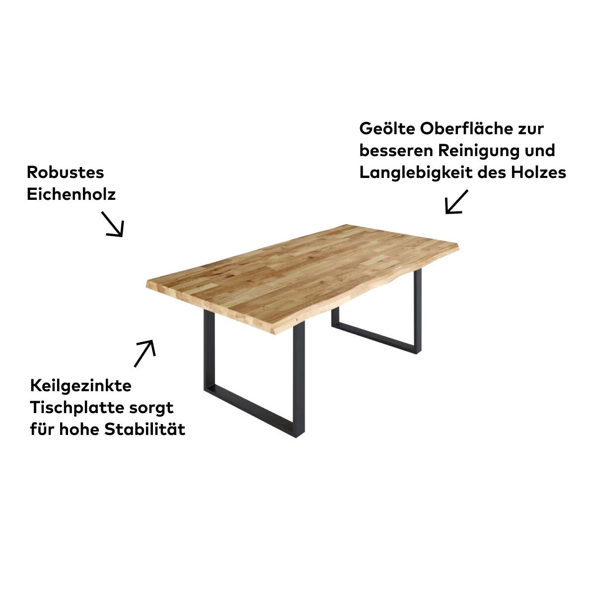 Esstisch NOVA TWO U 180 x 100 cm Metall /Eiche geölt