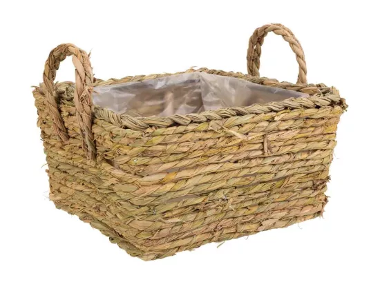 Panier en corde tressée marron 27x27x14h
