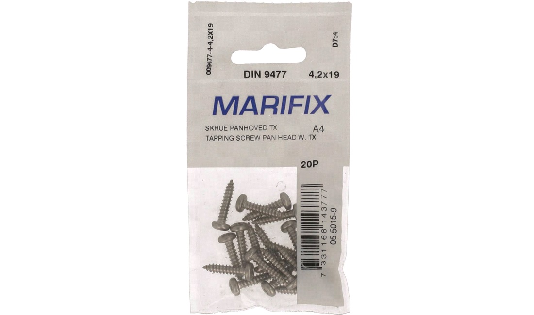 Skrue Panhoved 4,2x19 a4 torx iso 9477/4 20 stk