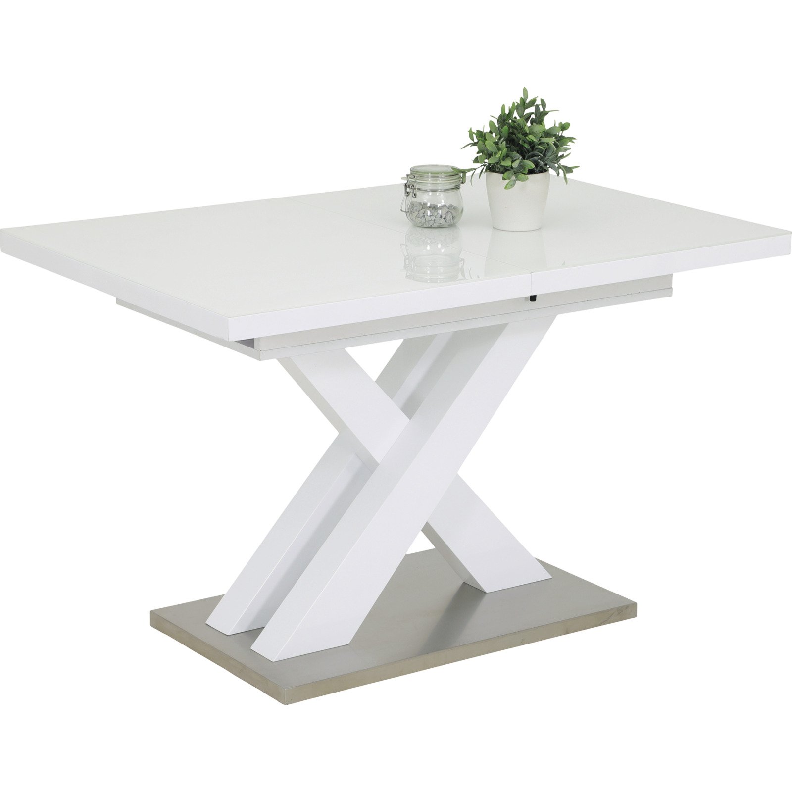 Tisch Elvira Hochglanz weiss 120/160 x 75 x 80 cm