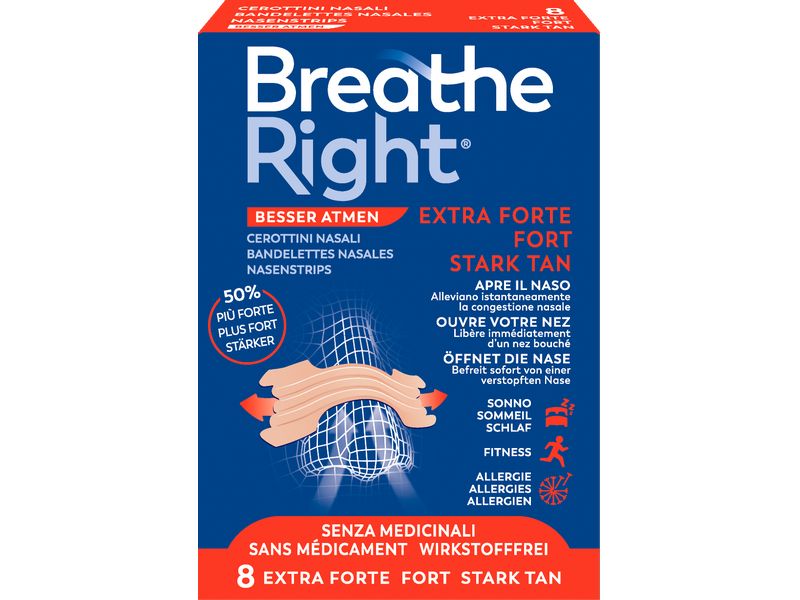 Breathe Right Nasenpflaster Extra Tan 8 Stück Nasenstrips
