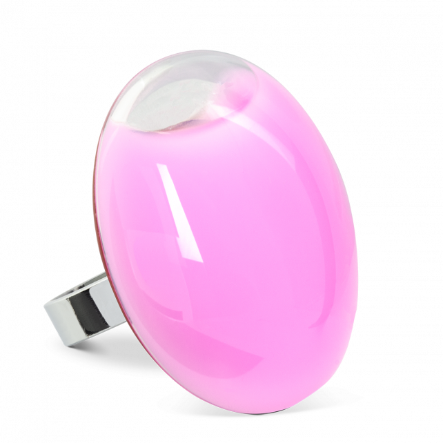 Bague en verre soufflé - Galet Giga Milk