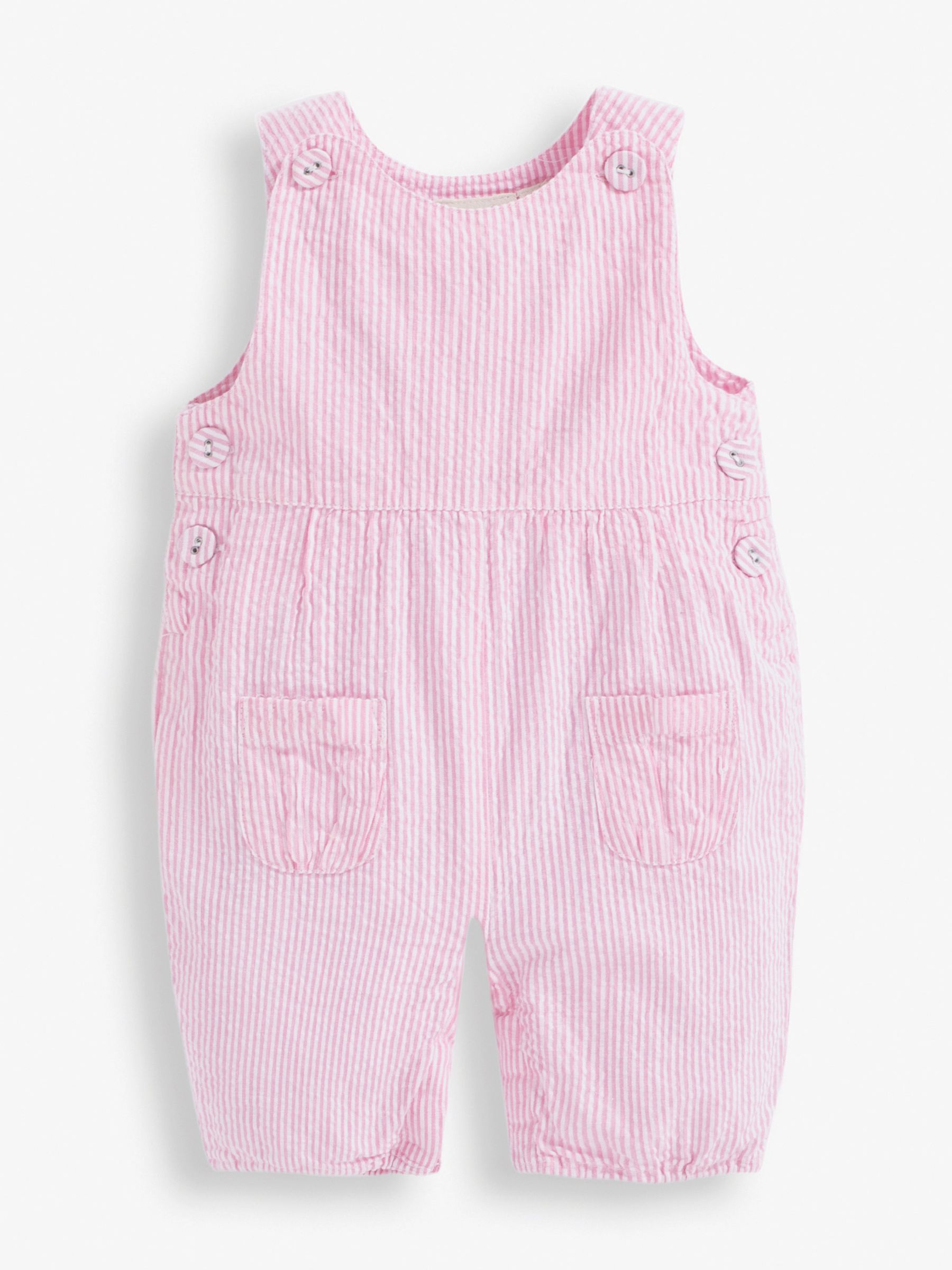 Roze streep - JoJo Maman Bébé - Gestreepte seersucker tuinbroek