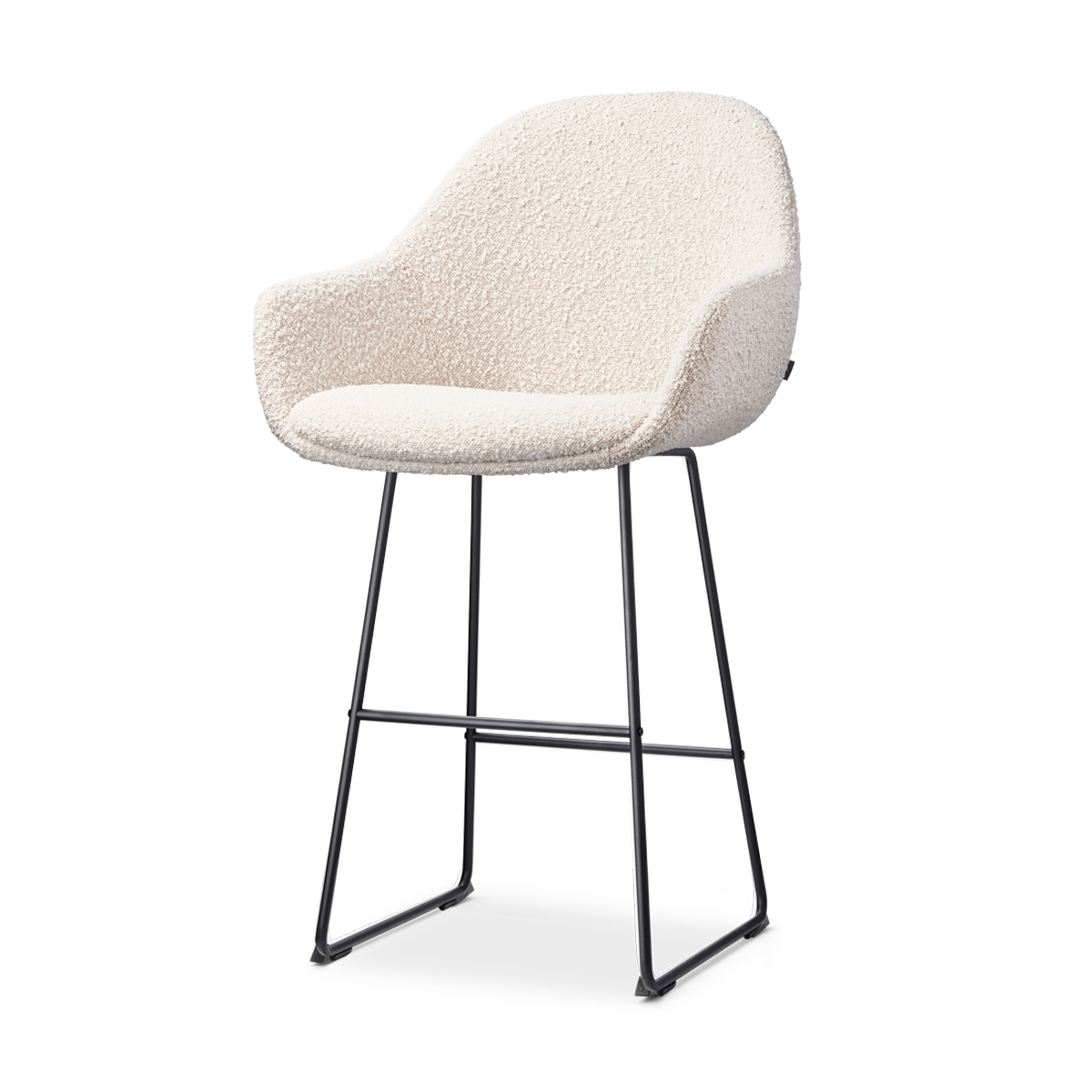 Barkruk Nino-Mae bouclé beige - zwart onderstel - 65 cm
