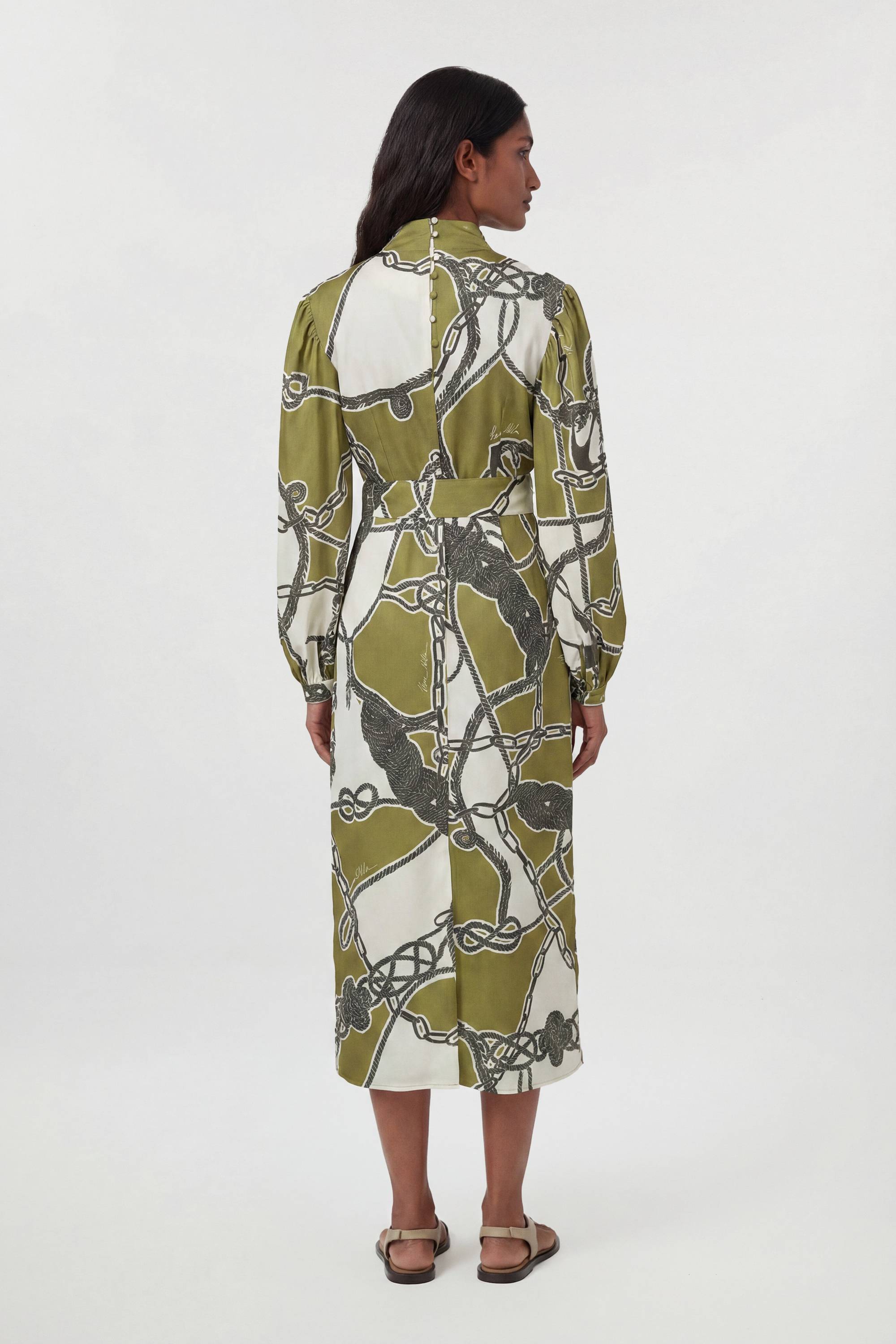 KarenMillen Robe Maxi Tissée À Imprimé Chaîne Avec Manches Ballon