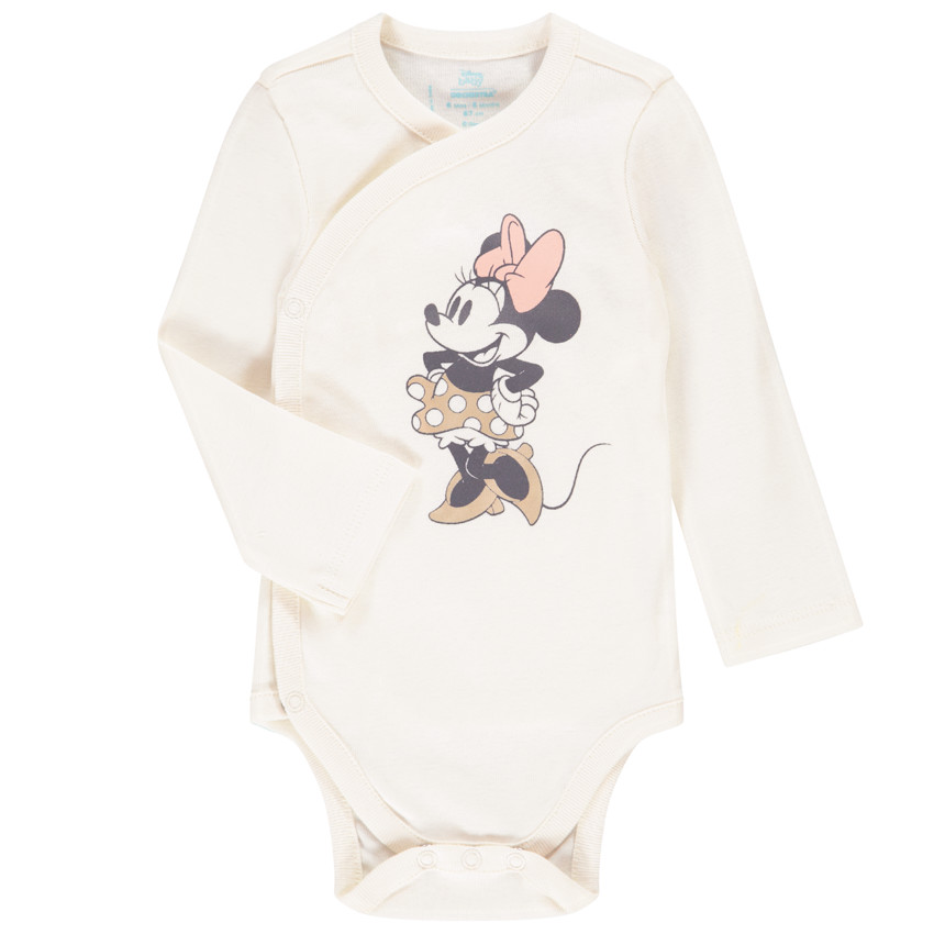 Lot de 3 bodies manches longues Minnie  en coton pour bébé fille