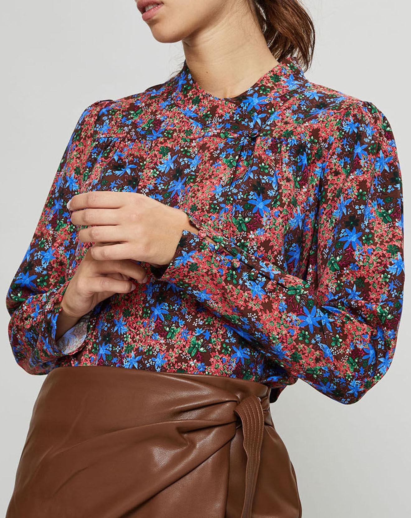 Suncoo Blouse Livia imprimée marron/bleu