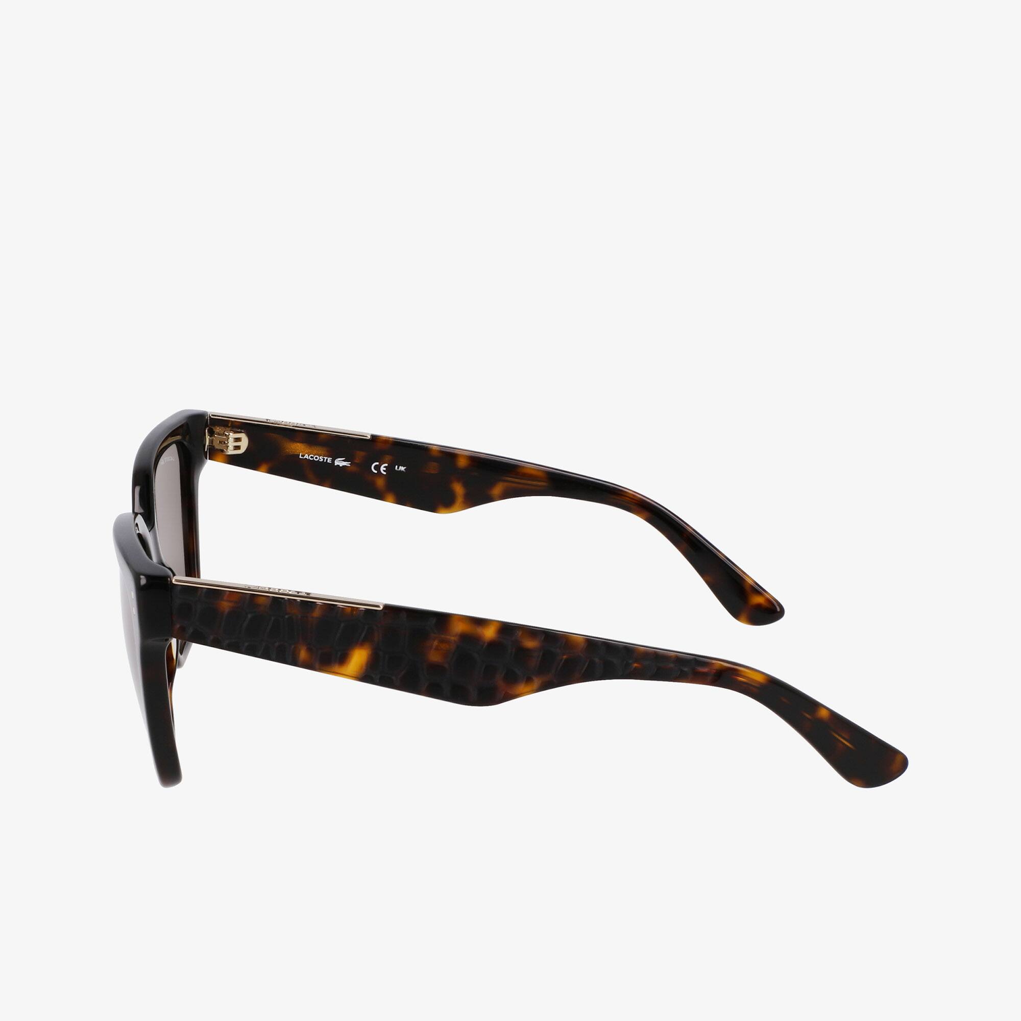Sonnenbrille rechteckig aus Acetat mit Croco-Haut Sonnenbrillen - Braun - Lacoste - Damen