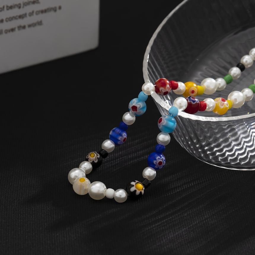 Gretlyn - Glaze Bead Faux Pearl Necklace