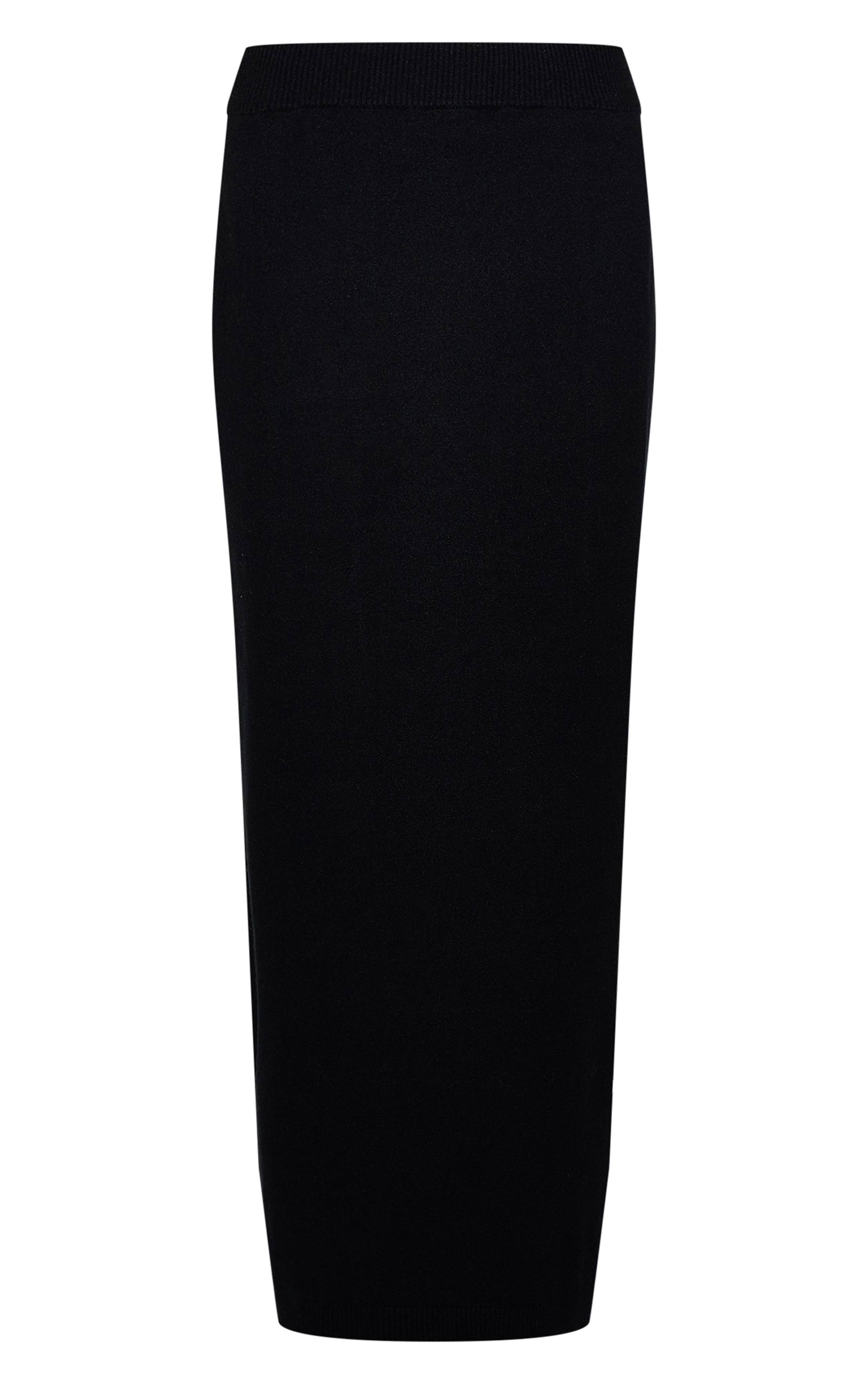 Noir Jupe Longue En Maille Basique