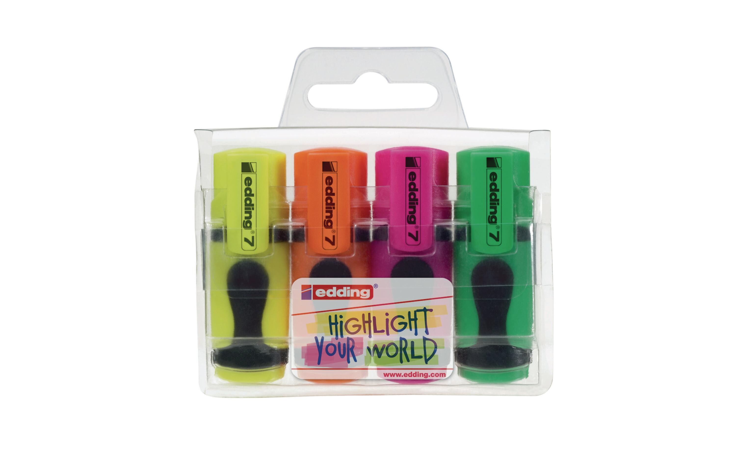 Textmarker Mini 7 4 StückMini-Textmarker mit leuchtenden Neonfarben