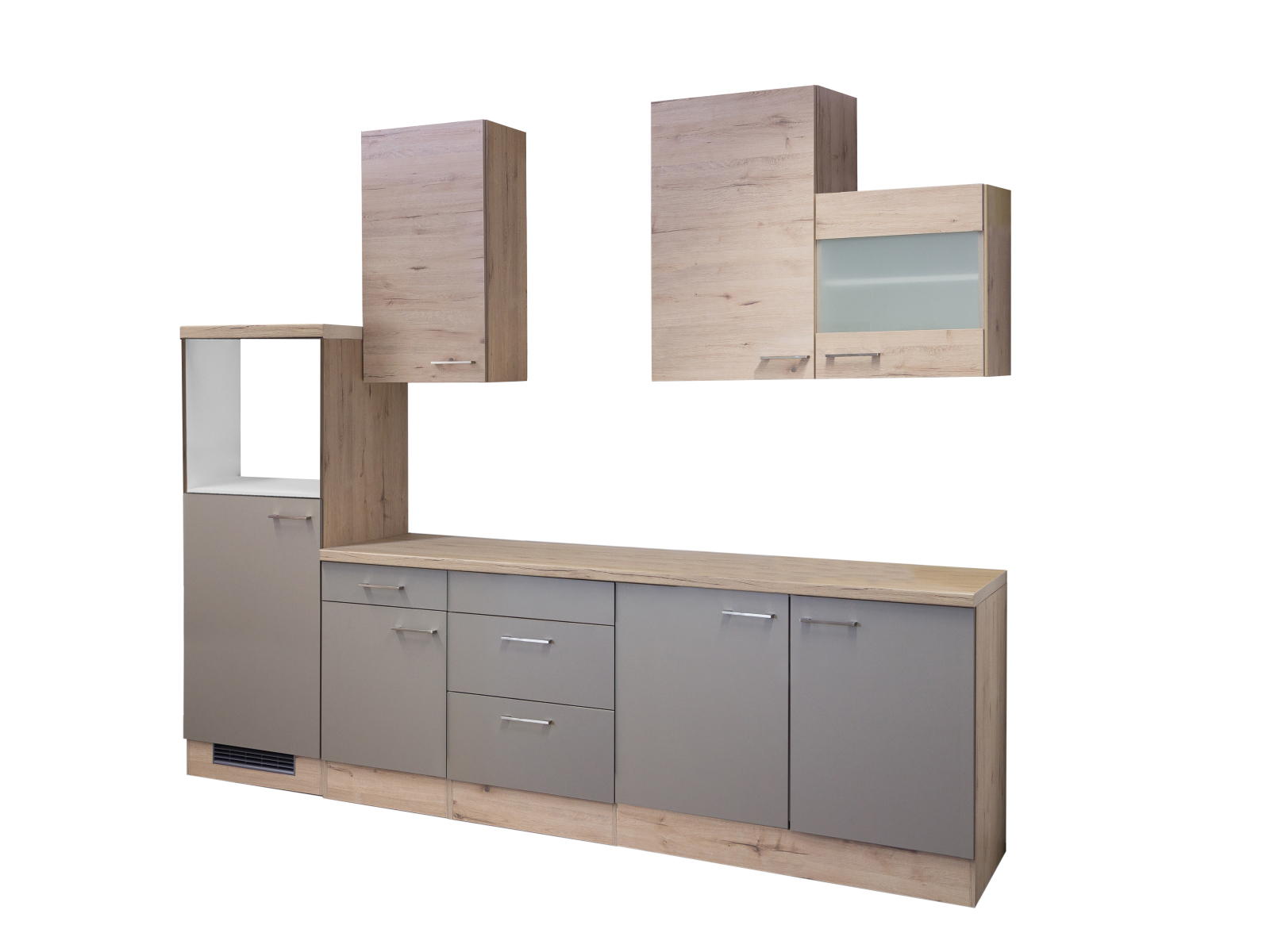 Küchenblock RIVA - Quarz-Cubanit-San Remo Eiche - 270 cm