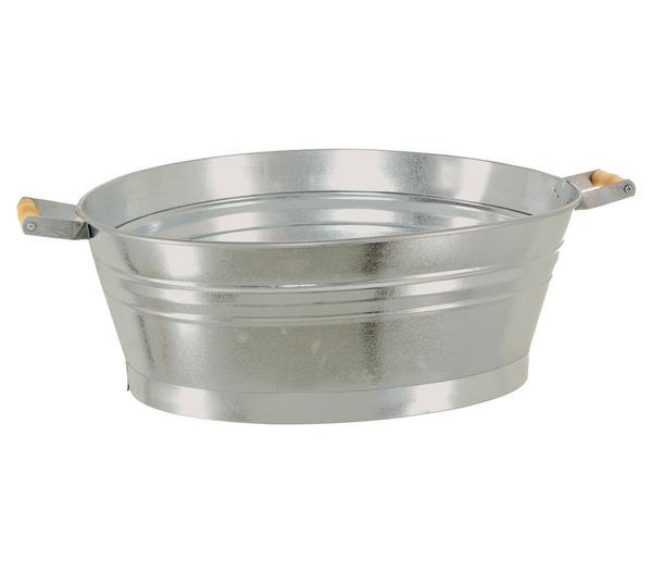 Dehner Zink-Wanne mit Holzgriffen, oval,