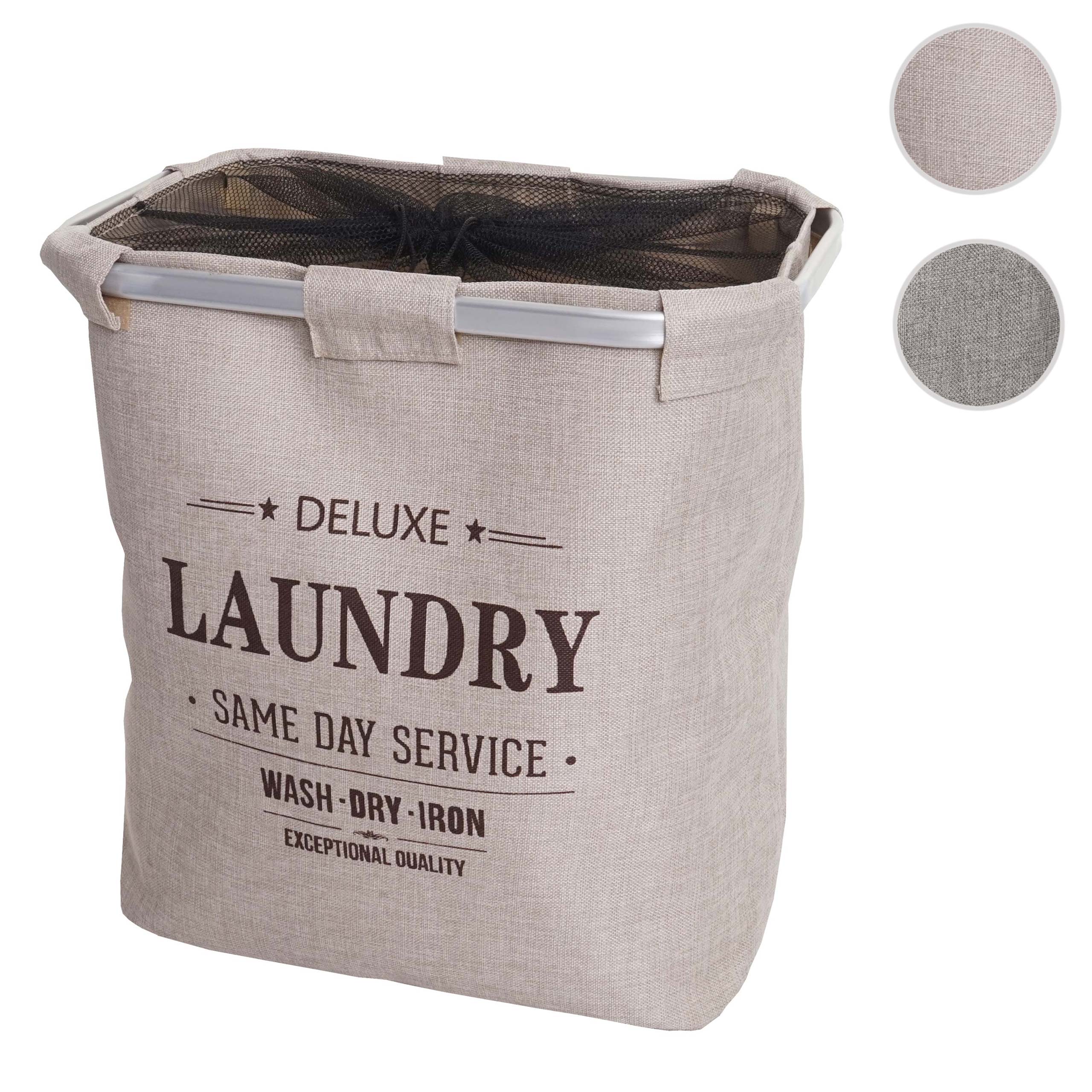Wäschesammler MCW-C34, Laundry Wäschebox Wäschekorb Wäschebehälter mit Netz, 1 Fach 56x49x30cm 82l ~ beige