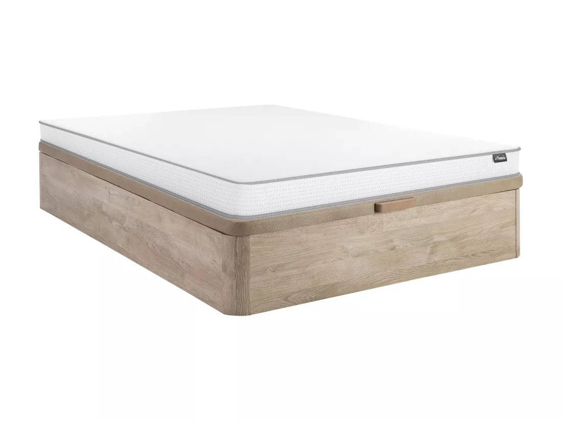 Ensemble 140 x 190 cm sommier coffre naturel clair + matelas mousse ép.12cm - ASTYANAX II de YSMÉE