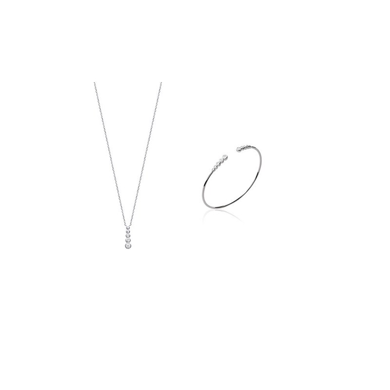 Collier Femme - Argent 925 - Oxyde de zirconium - Longueur : 45 cm