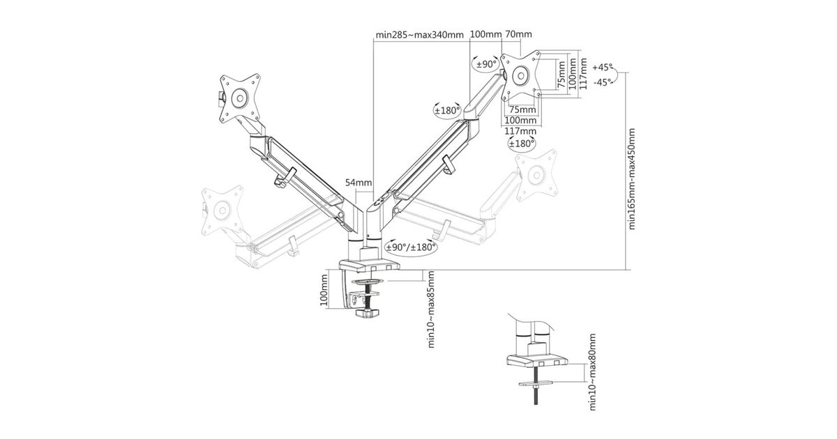 NeomountsDS70-810BL2 monitorarm  (Zwart)