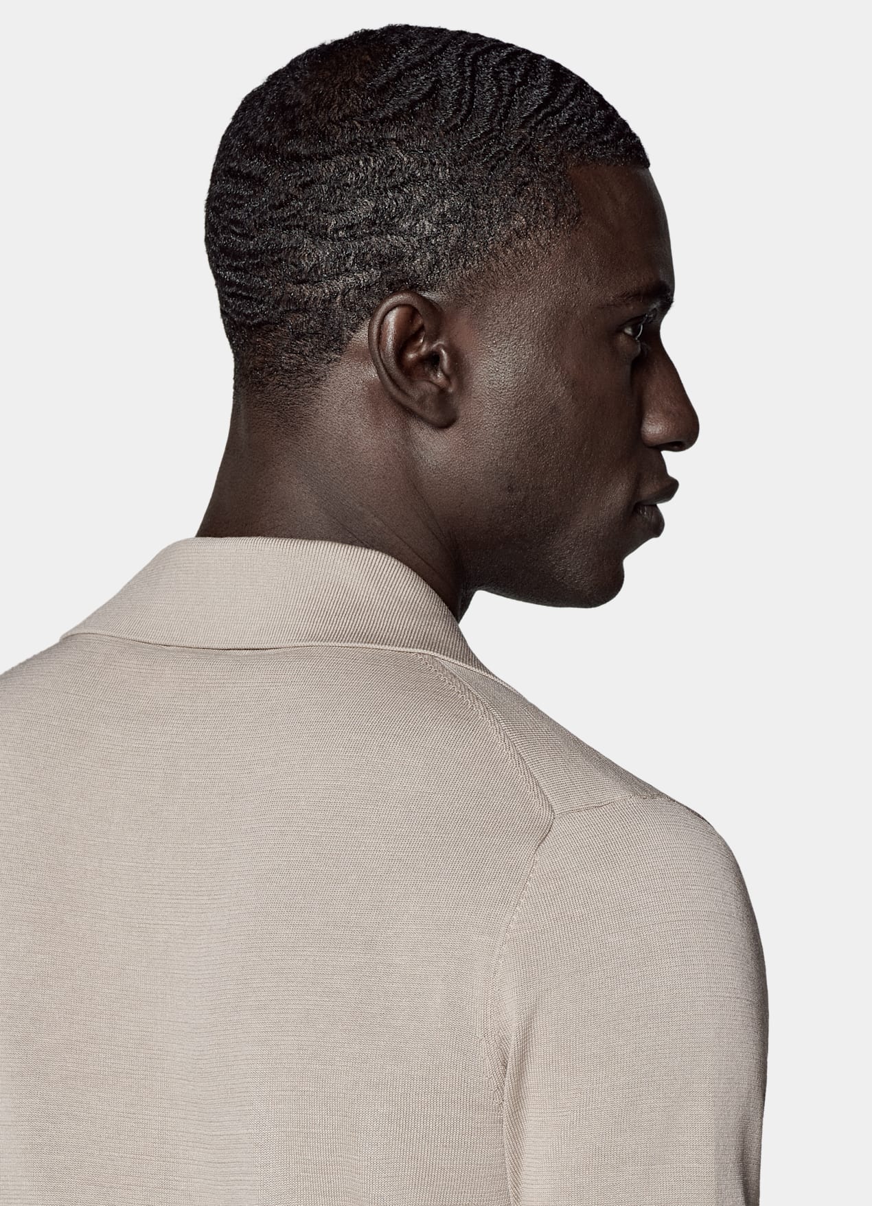 Cardigan type polo taupe clair