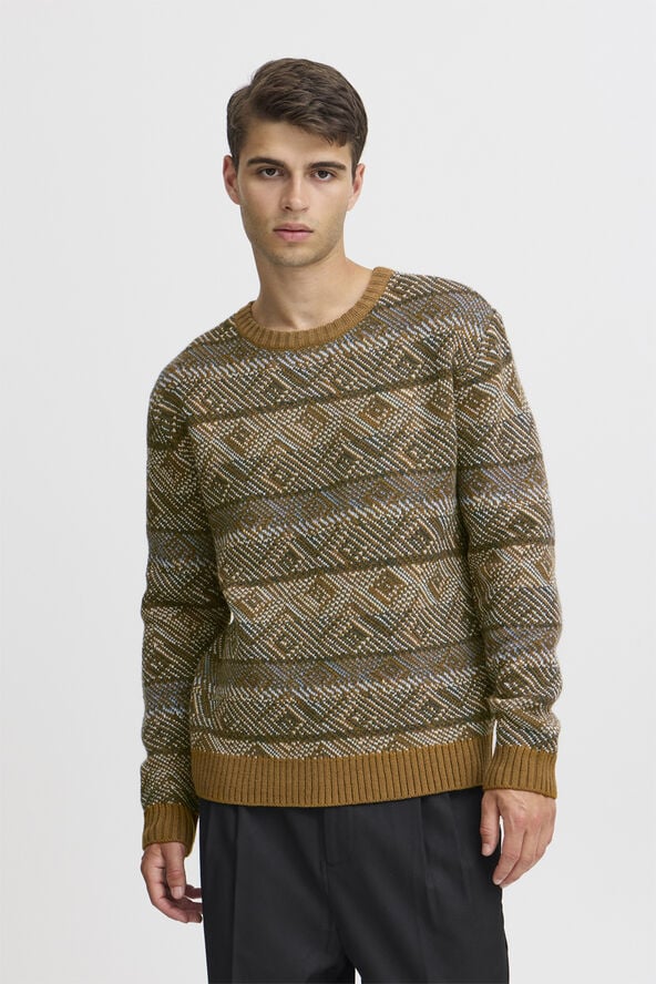 Casual Friday CFKLAES crew neck mulit knit Gothic olive