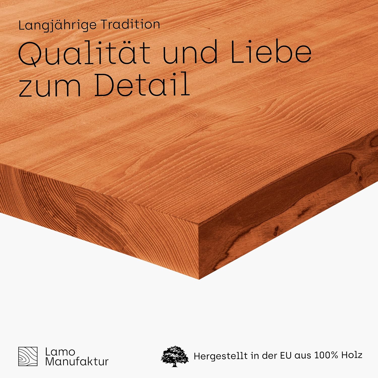 LAMO Manufaktur Massivholzplatte für Couchtisch Arbeitsplatte Küchenarbeitsplatte 80x40 cm, Dunkel, LHG-01-A-004-804