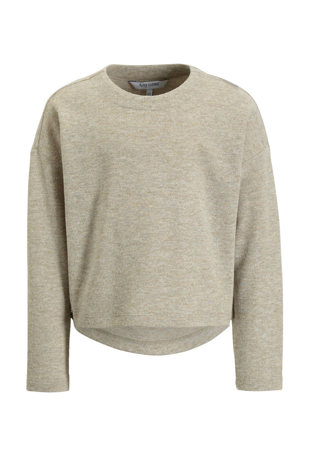 anytime gebreide glitter trui grijs met gouden lurex