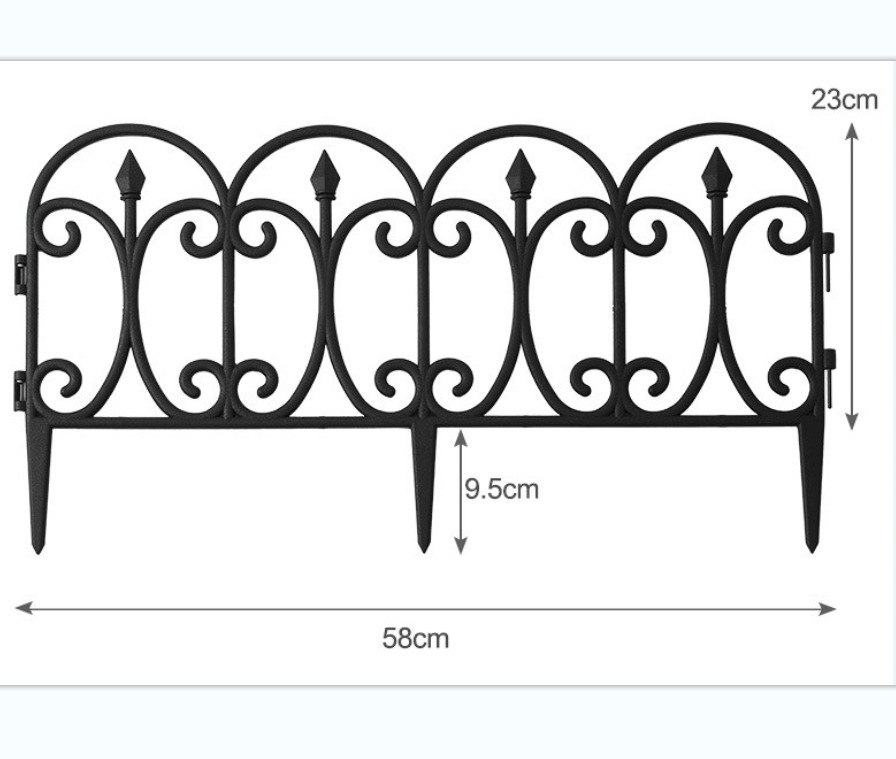 (5er Set) 58x23cm Garten Beeteinfassung Kunststoff Rasenkanten Gitter - Schwarz