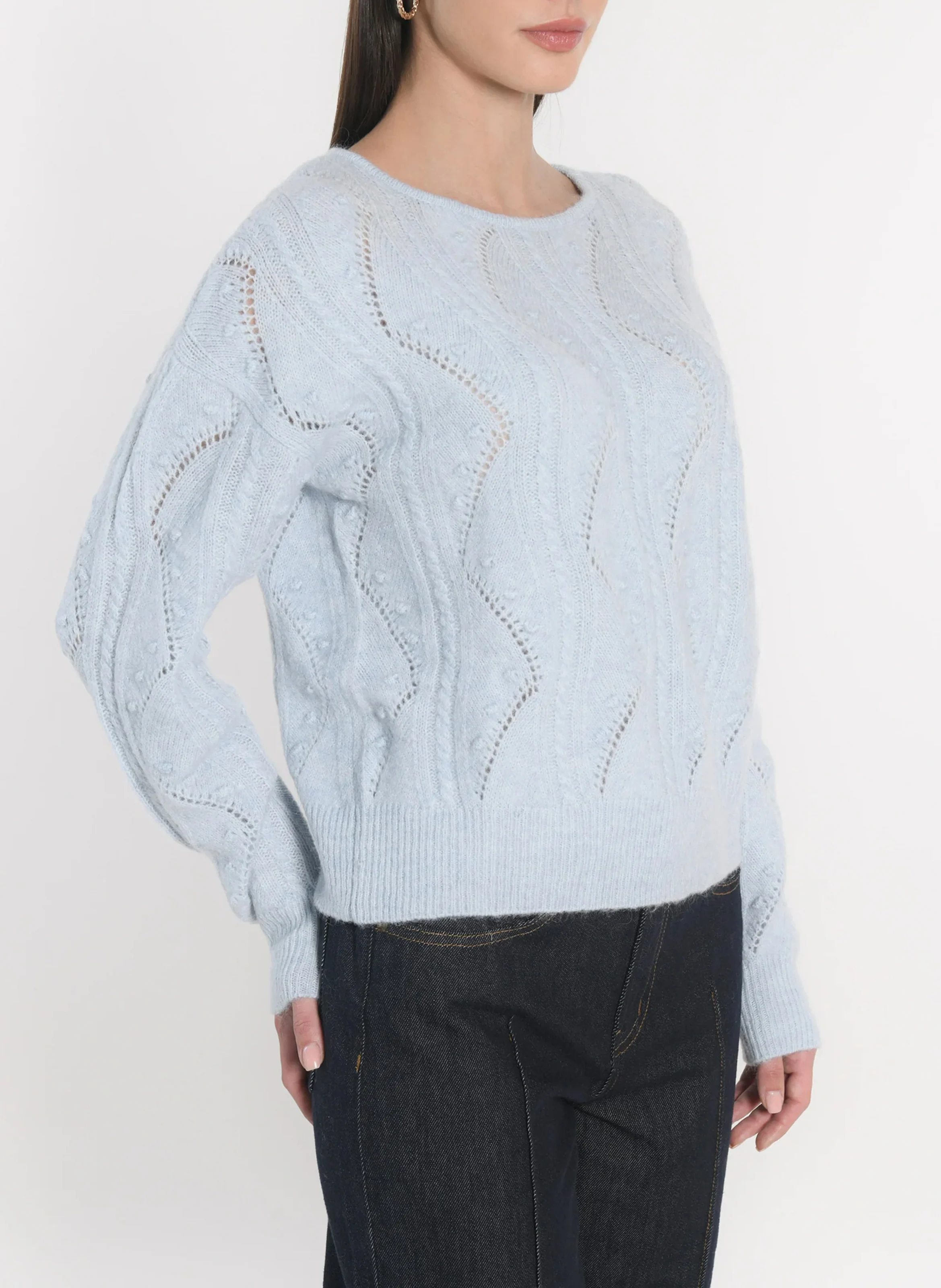 MONICA - Pull oversize col rond | Bleu