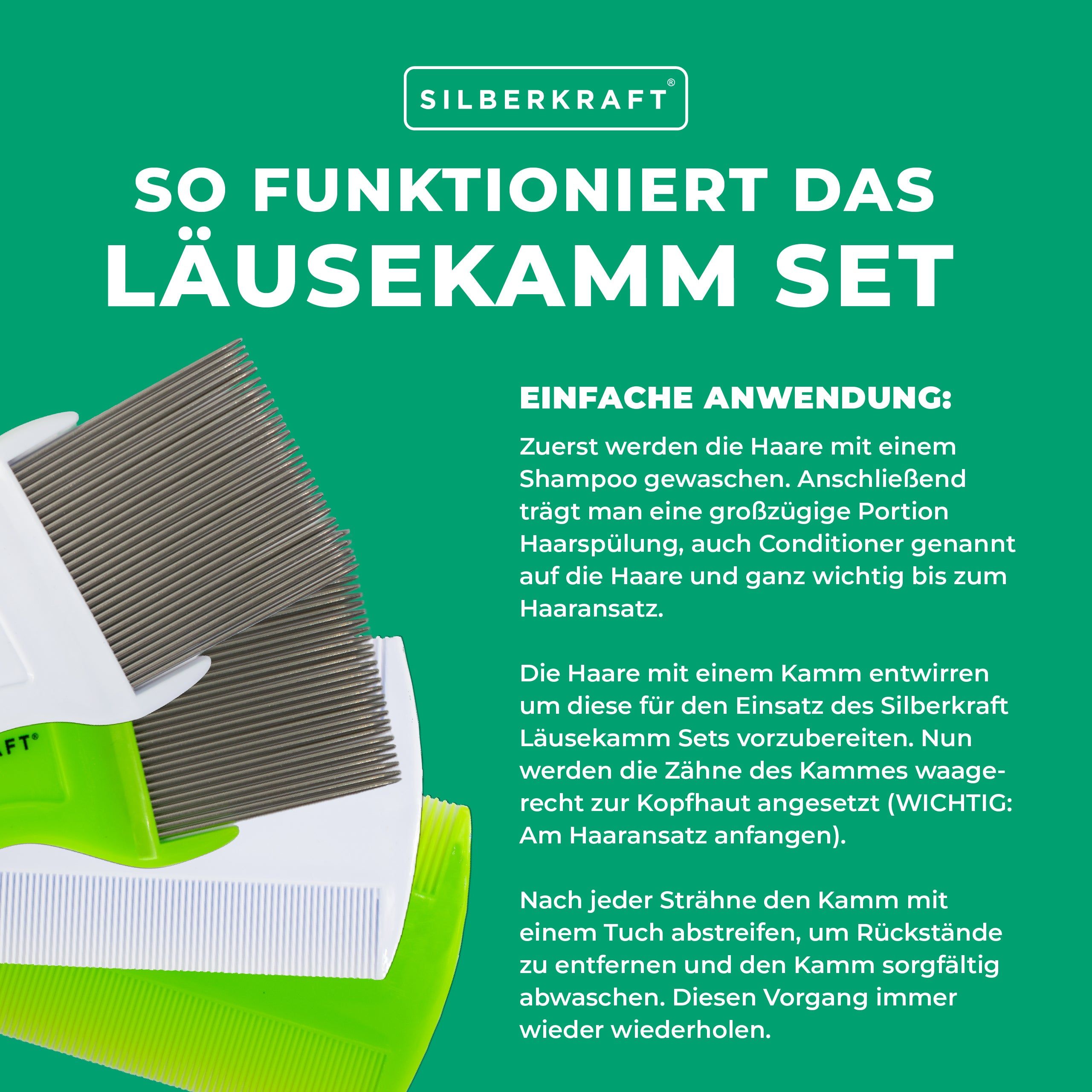 SILBERKRAFT Läusekamm Set