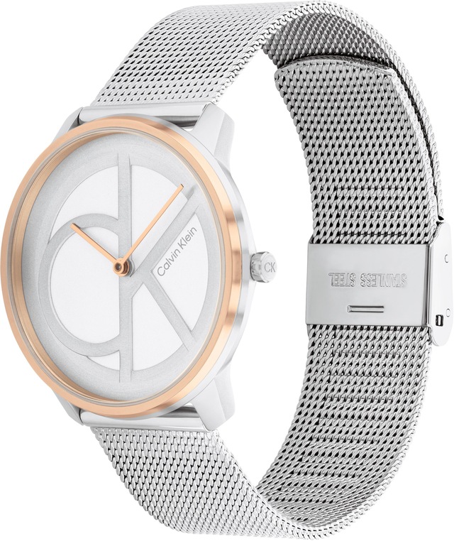 Calvin Klein Quarzuhr »CK ICONIC 35 mm« Armbanduhr, Damenuhr, Mineralglas, Edelstahlarmband