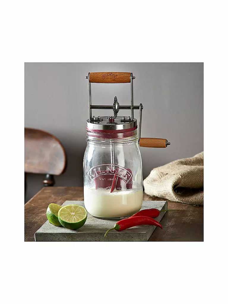 KILNER Butterfass mit Kurbel 1l Glas/Edelstahl transparent