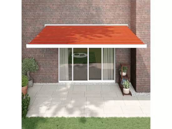 Auvent rétractable orange et marron 4x3 m tissu et aluminium