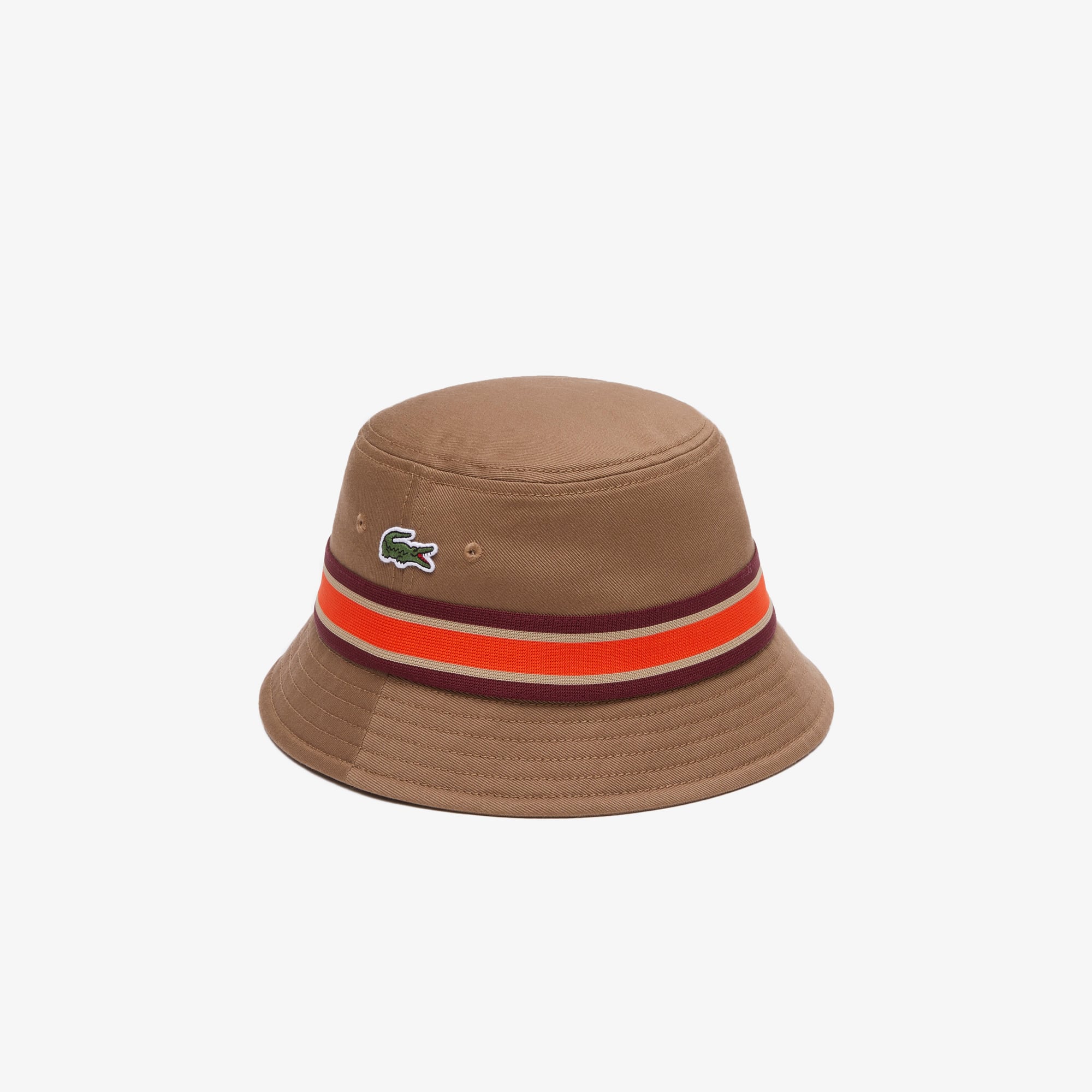 Bob en gabardine de coton avec bandes contrastées Chapeaux & Casquettes - Marron - Lacoste - Femme