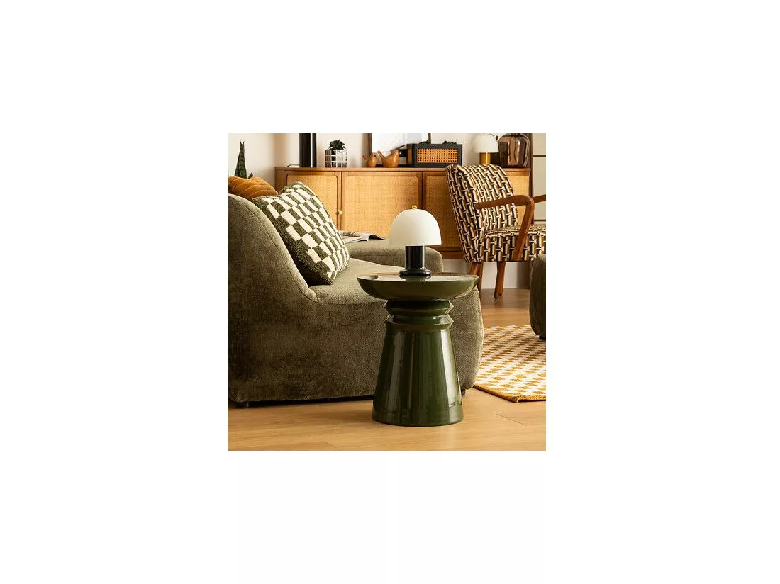 Table à café Table d'appoint Totem en métal Vert D 38 cm