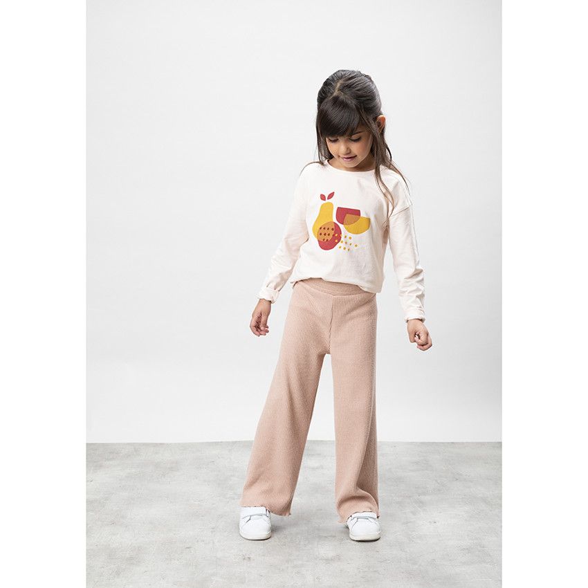 T-shirt manches longues print poires pour enfant fille - Ecru