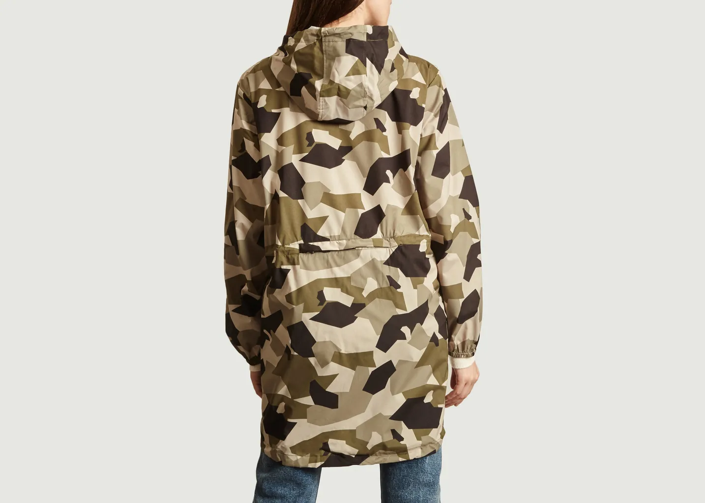 Imperméable long en toile recyclée Amelot Flotte