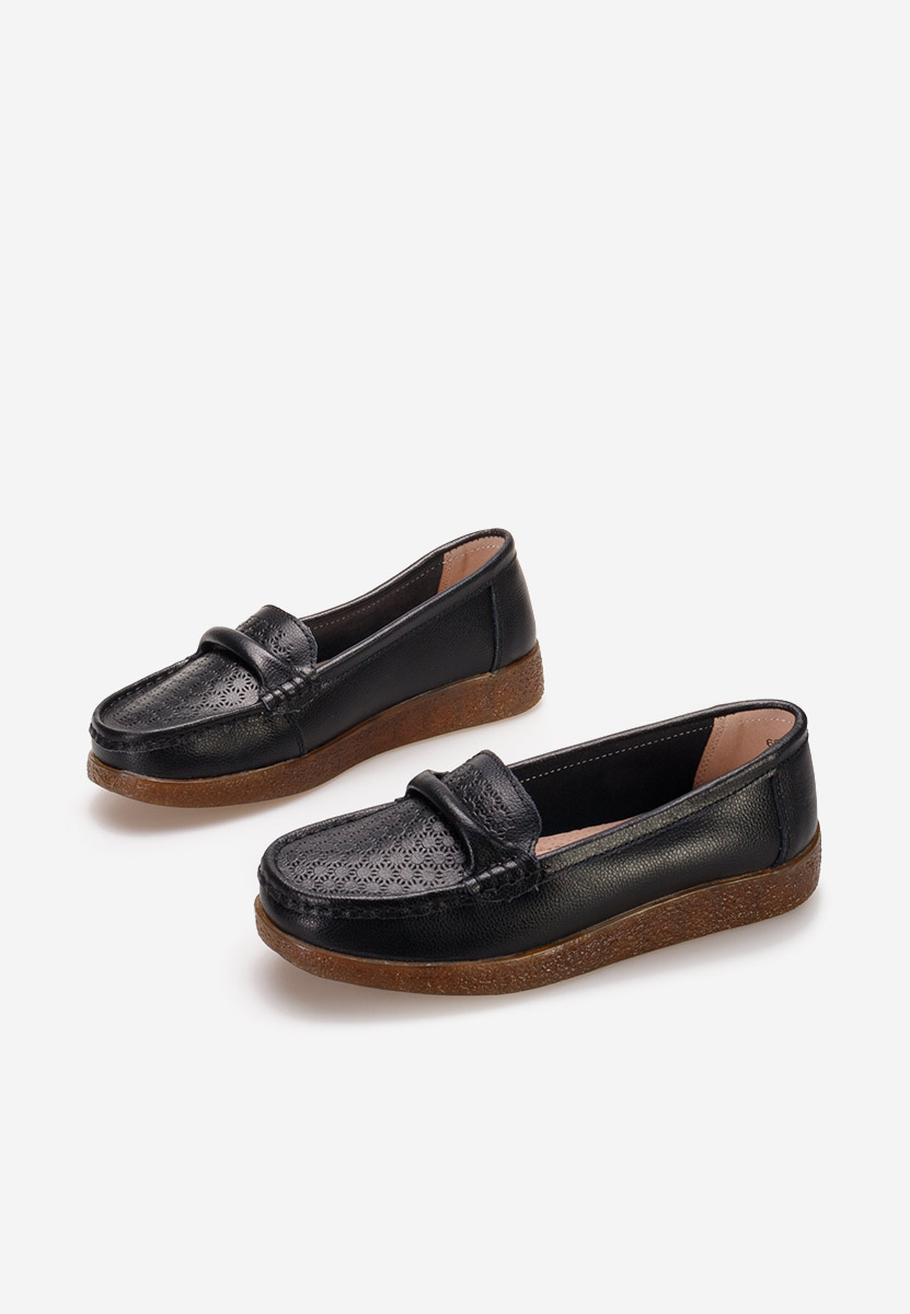 Mocassins en cuir naturel noirs Telisa