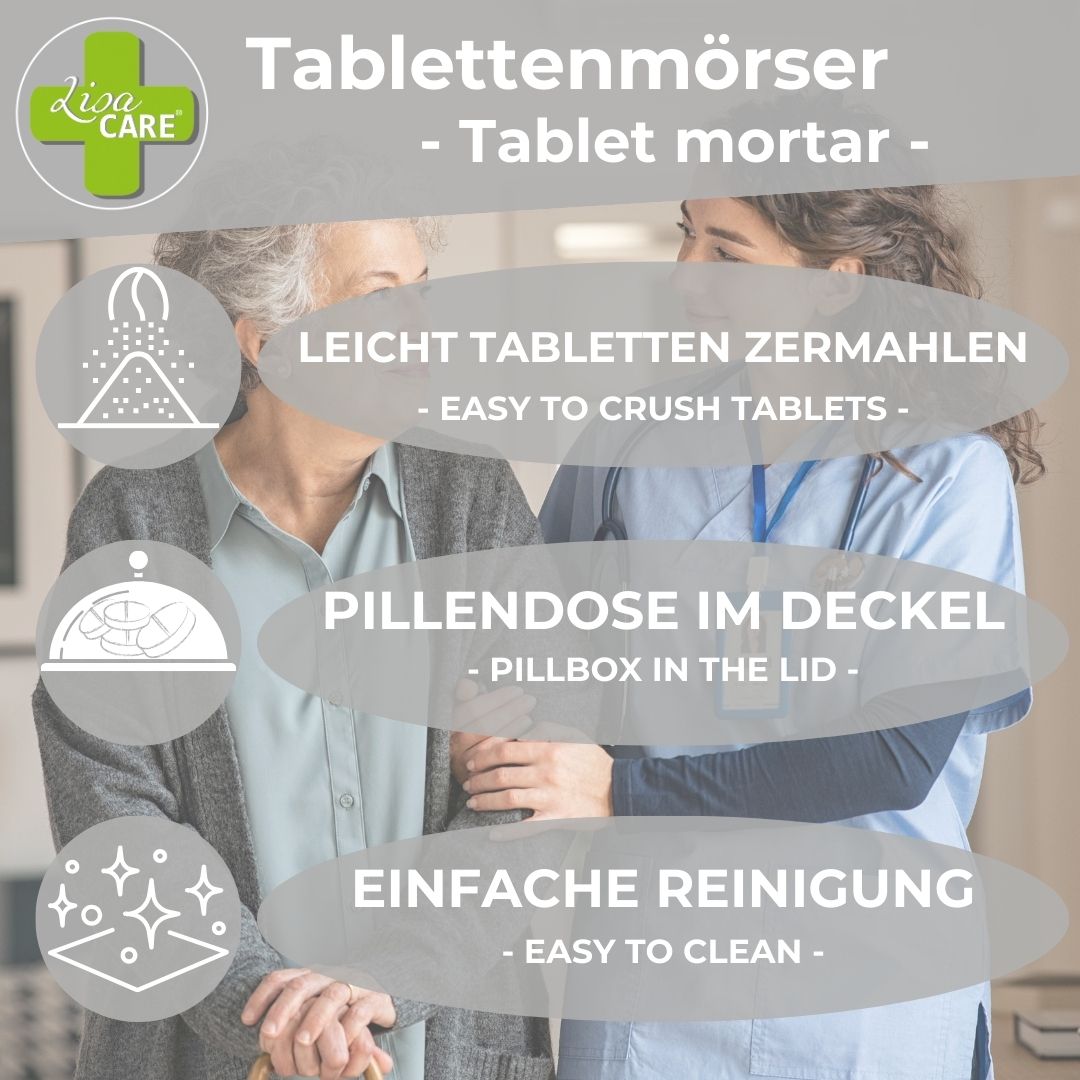 LisaCare Tabletten Mörser 5cm x 4,5cm PillenCrusher - Blau