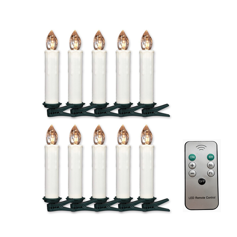 (20er Set) 10cm LED Weihnachtsbaum Kerzen Christbaum Beleuchtung inkl. Fernbedienung (Batteriebetrieben) - Warmweiss