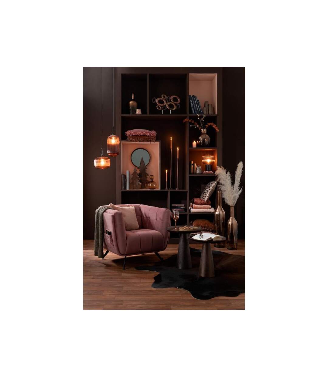 Paris Prix - Lot De 3 Chandeliers Déco mat 100cm Marron Foncé