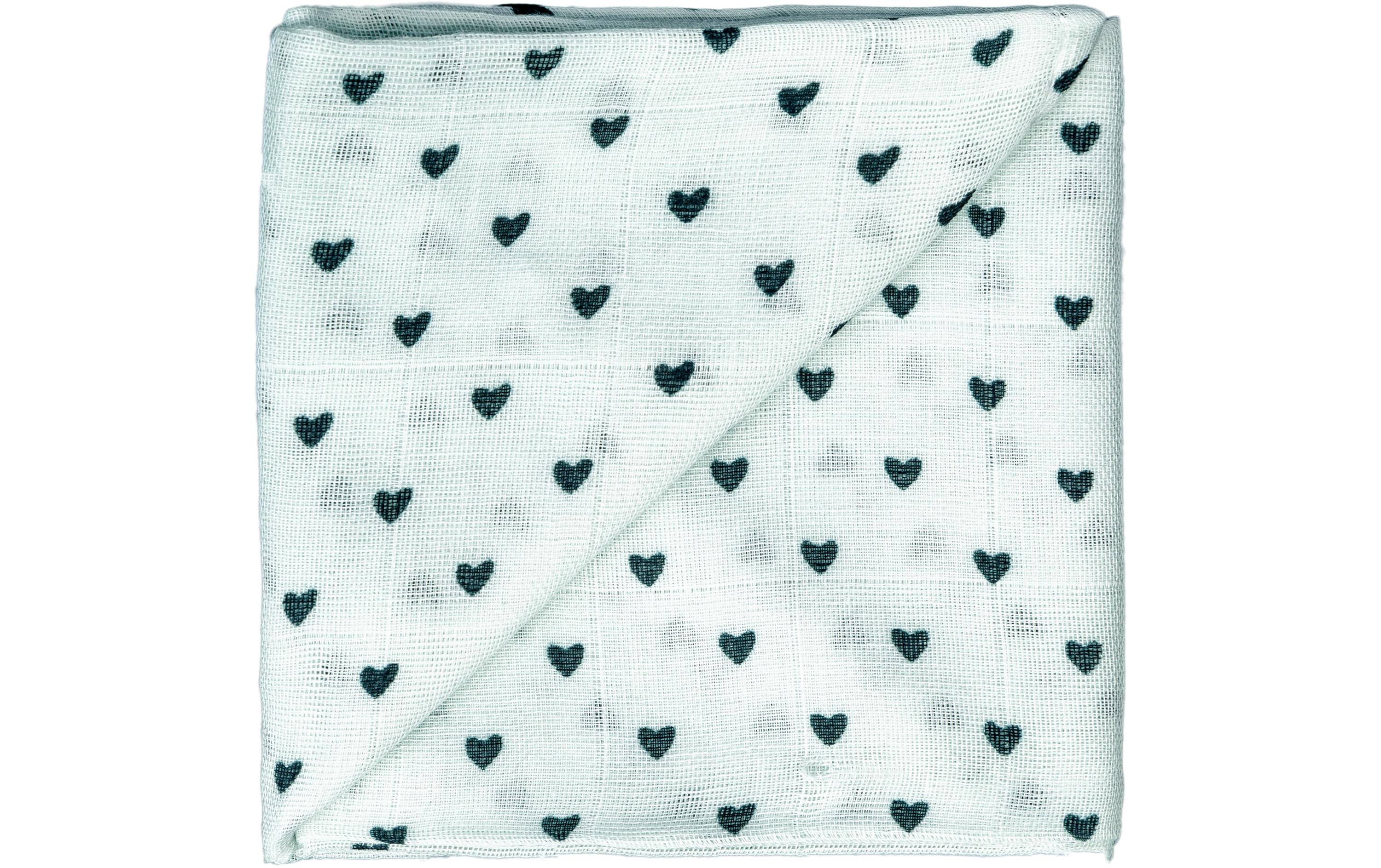 Mulltuch Herzen Grün 60 cm x 60 cmGaze-Tuch für Babys